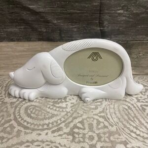 FramEx White Sleeping Dog Picture Frame 3.5x2.5 Puppy Nursery Decor Tabletop